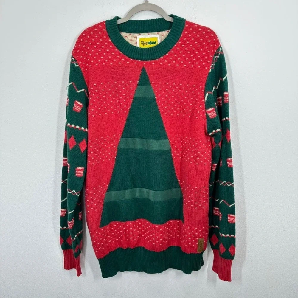 Tipsy Elves Christmas Tree Ugly Sweater Mens XXL Red Green Acrylic Holiday - Picture 2 of 9